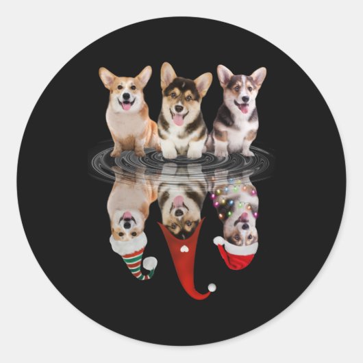 Corgi Happy Christmas Funny Disguy Dog Runder Aufkleber (Vorderseite)