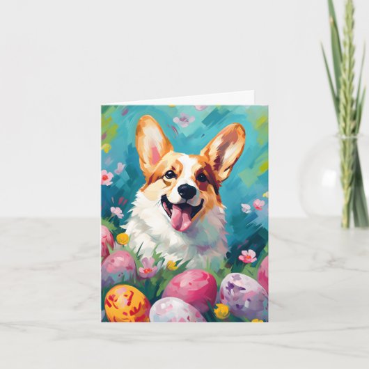 Corgi Happy Oaster Karte (Vorderseite)