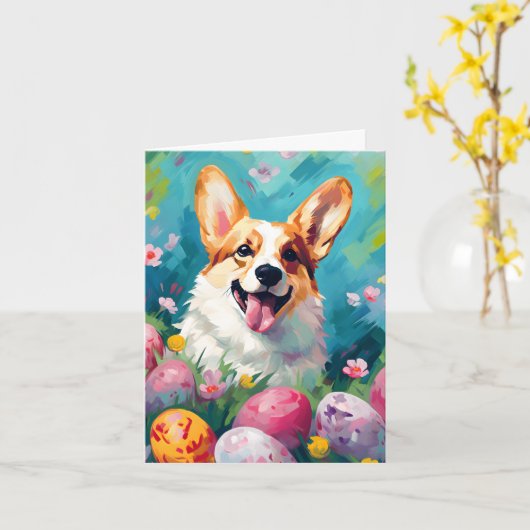 Corgi Happy Oaster Karte (Gelbe Blume)
