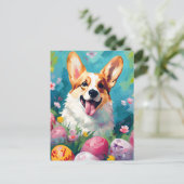 Corgi Happy Oaster Postkarte (Stehend Vorderseite)
