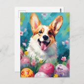 Corgi Happy Oaster Postkarte (Vorne/Hinten)