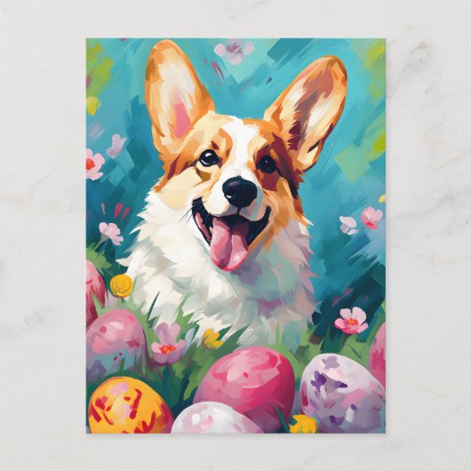 Corgi Happy Oaster Postkarte (Vorderseite)