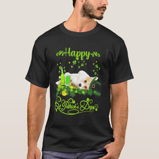 Corgi Happy Patrick's Day mit Bier für Sie T-Shirt (Vorderseite)