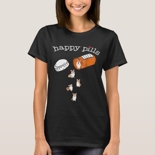 Corgi Happy Pills T-Shirt (Vorderseite)