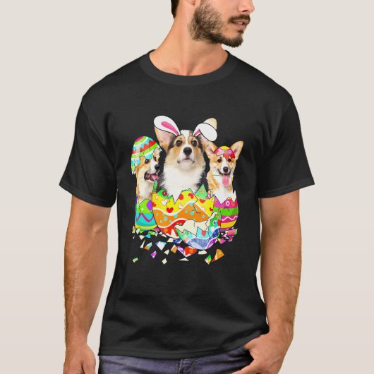 Corgi Hase Frohe Ostern Hund T-Shirt (Vorderseite)