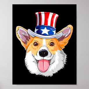 Corgi Haustiere Hunde 4. Juli Amerikanische Flagge Poster