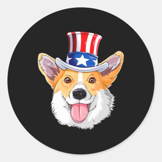 Corgi Haustiere Hunde 4. Juli Amerikanische Flagge Runder Aufkleber (Vorderseite)