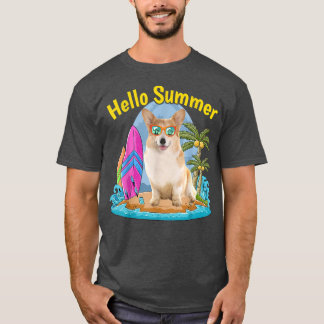 Corgi Hello Summer Dog Lover Vacation 2022 T-Shirt