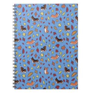 Corgi Herbstblätter Blaues einfaches Notizbuch Notizblock