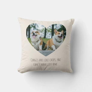 Corgi-Herz-Fotovorlage Warm Taupe Humor-Geschenk Kissen