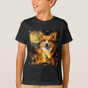 Corgi heult zum Mond, vintage Mond 90er Tiere T-Shirt