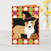 Corgi-Hexe-Halloween-Karte Karte (Gelbe Blume)