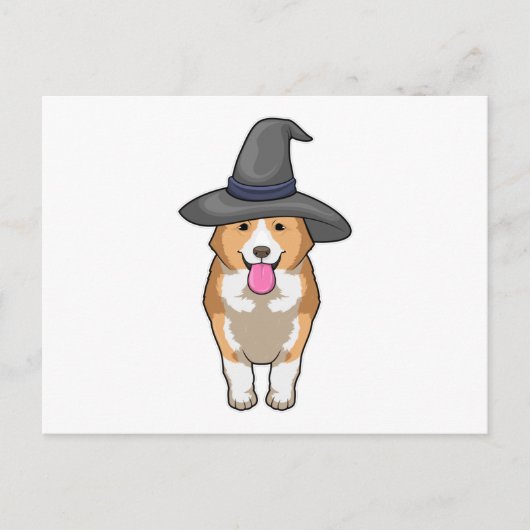Corgi Hexe Postkarte (Vorderseite)