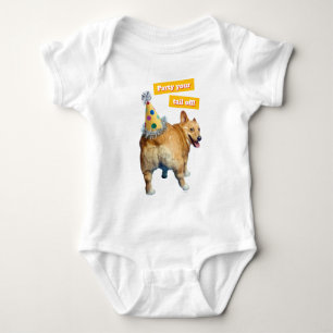 Corgi-Hintern-Geburtstagshut Baby Strampler