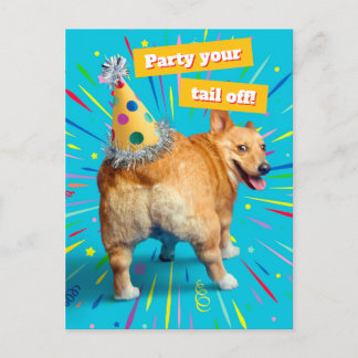 Corgi-Hintern-Geburtstagshut Einladungspostkarte