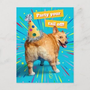 Corgi-Hintern-Geburtstagshut Einladungspostkarte