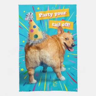 Corgi-Hintern-Geburtstagshut Geschirrtuch