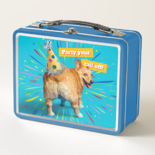 Corgi-Hintern-Geburtstagshut Metall Brotdose