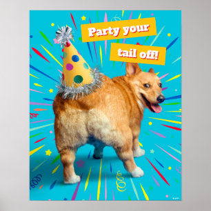 Corgi-Hintern-Geburtstagshut Poster