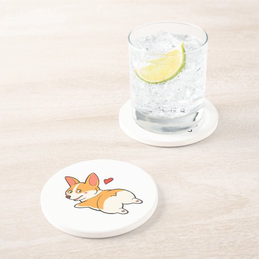 Corgi-Hintern Getränkeuntersetzer (Seite)