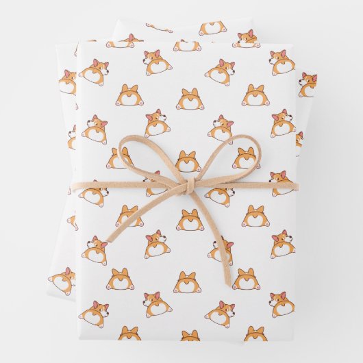 Corgi Hintern Nahtlose Papiertücher Geschenkpapier Set (Beispiel)