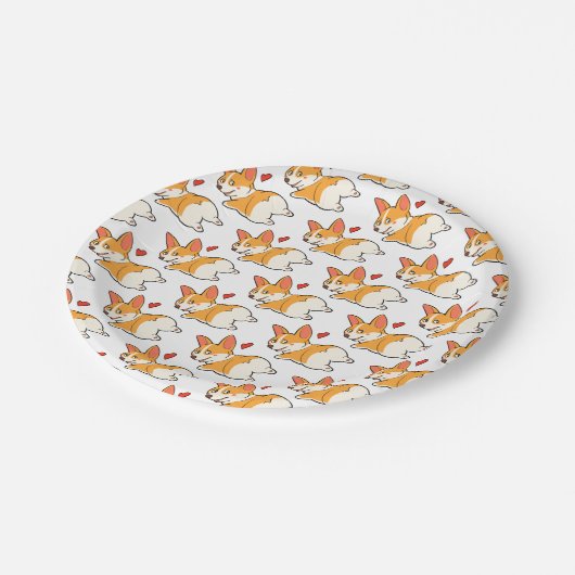 Corgi-Hintern Pappteller (Schrägansicht)