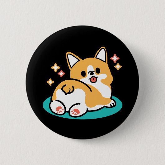 Corgi Hintern und Nickerchen Vibes - Niedlicher Sc Button (Vorderseite)