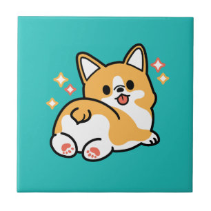 Corgi Hintern und Nickerchen Vibes - Niedlicher Sc Fliese