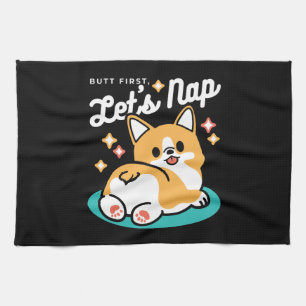 Corgi Hintern und Nickerchen Vibes - Niedlicher Sc Geschirrtuch
