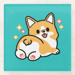 Corgi Hintern und Nickerchen Vibes - Niedlicher Sc Glasuntersetzer