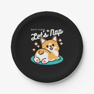 Corgi Hintern und Nickerchen Vibes - Niedlicher Sc Pappteller