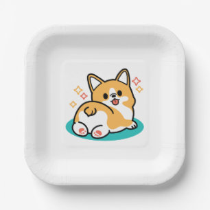 Corgi Hintern und Nickerchen Vibes - Niedlicher Sc Pappteller