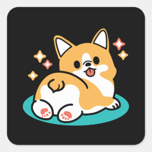 Corgi Hintern und Nickerchen Vibes - Niedlicher Sc Quadratischer Aufkleber