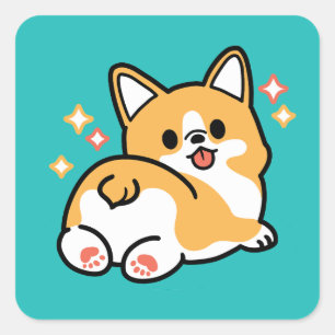Corgi Hintern und Nickerchen Vibes - Niedlicher Sc Quadratischer Aufkleber