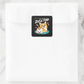 Corgi Hintern und Nickerchen Vibes - Niedlicher Sc Quadratischer Aufkleber (Tasche)