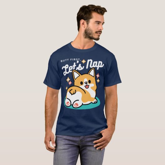 Corgi Hintern und Nickerchen Vibes - Niedlicher Sc T-Shirt (Vorne ganz)