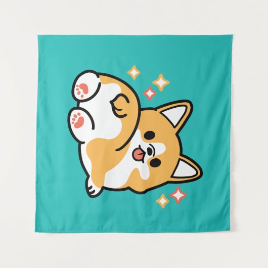 Corgi Hintern und Nickerchen Vibes - Niedlicher Sc Wandteppich (Vorderseite (Horizontal))