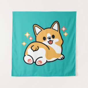 Corgi Hintern und Nickerchen Vibes - Niedlicher Sc Wandteppich