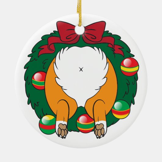 Corgi-HinternWreath Keramik Ornament (Hinten)