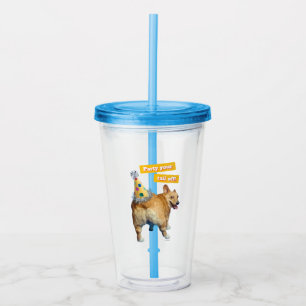 Corgi-Hinterteil-Geburtstagshut Acryltrinkbecher