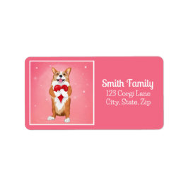 Corgi Holding a Heart Adressaufkleber