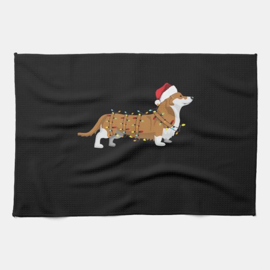 Corgi Holiday Christmas Light Essential T-Shirt Geschirrtuch (Horizontal)