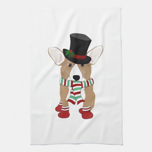 Corgi Holiday Kitchtuch Geschirrtuch (Vertikal)