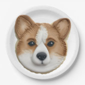 Corgi Hund 3D Inspiriert Pappteller (Vorderseite)