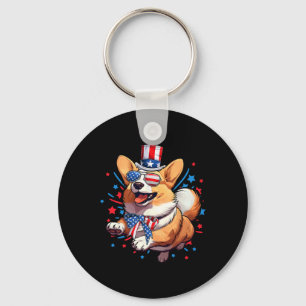 Corgi Hund 4. Juli American USA Flag Patriotic Schlüsselanhänger