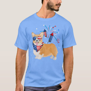 Corgi Hund American USA Flag 4. Juli Männer Frauen T-Shirt