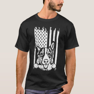 Corgi-Hund Amerikanische Flagge künstlerisch USA p T-Shirt