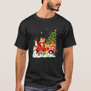 Corgi-Hund auf rotem LKW Weihnachts-Pyjama Weihna T-Shirt