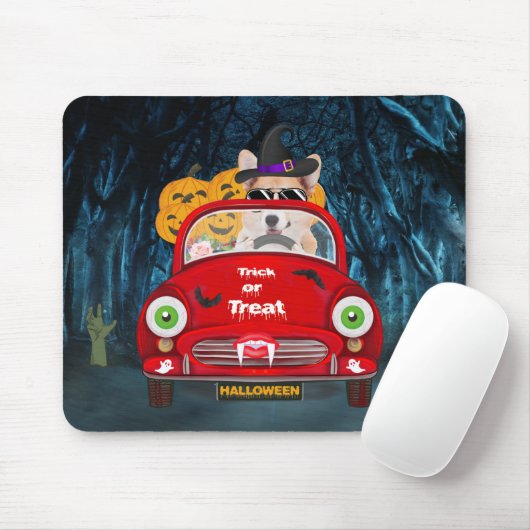 Corgi Hund Autofahren Auto Beängstigend Halloween Mousepad (Mit Mouse)