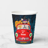 Corgi Hund Autofahren Auto Beängstigend Halloween Pappbecher (Rückseite)